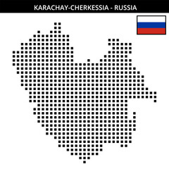 Fototapeta premium Big square dotted map of Karachay-Cherkessia in Russia