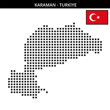 Big square dotted map of karaman in Turkiye