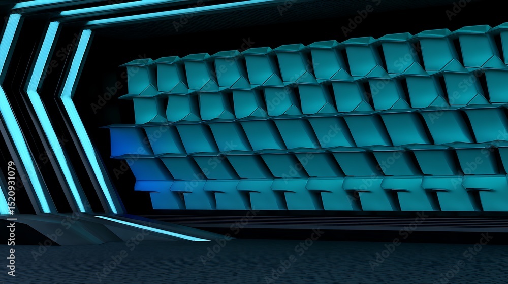 Fototapete futuristic neon architecture with geometric patterns