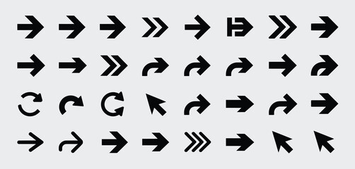 Naklejka premium Collection of Black Arrow Icons for Web Design