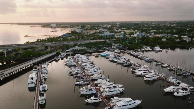 Stuart Florida Sunset Bay Marina at Sunrise Drone Push In