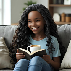 woman, coffee, cup, tea, drinking, drink, smiling, home, smile, sitting, beverage, beauty, holding, blond, mug, business, morning, people, happiness, lifestyle, hot, face, laptop, person, bed