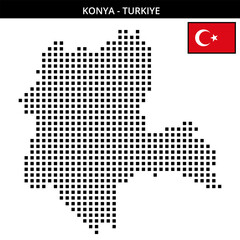 Big square dotted map of konya in Turkiye