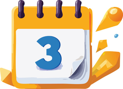 Minimalist Vector Calendar Icon with Date 3 – Flat Design Illustration