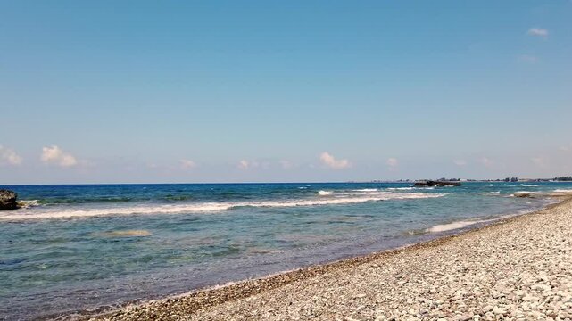The sea and along the shore at Mandria Beach, Cyprus. A raw, beautiful moment showing nature&rsquo;s rhythm&mdash;ideal for coastal, travel, or relaxation themes.