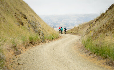 Fototapeta premium Cycling at Poolburn Gorge. Otago Central Rail Trail. South Island. New Zealand.