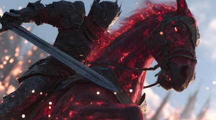 The Horseman of War – Dark Knight on a Fiery Steed