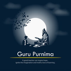 Guru Purnima Night: Spiritual Teacher and Student Under Full Moon