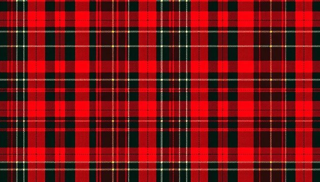 Classic red, black, and white Christmas tartan seamless vector pattern for festive backgrounds, geometric, white