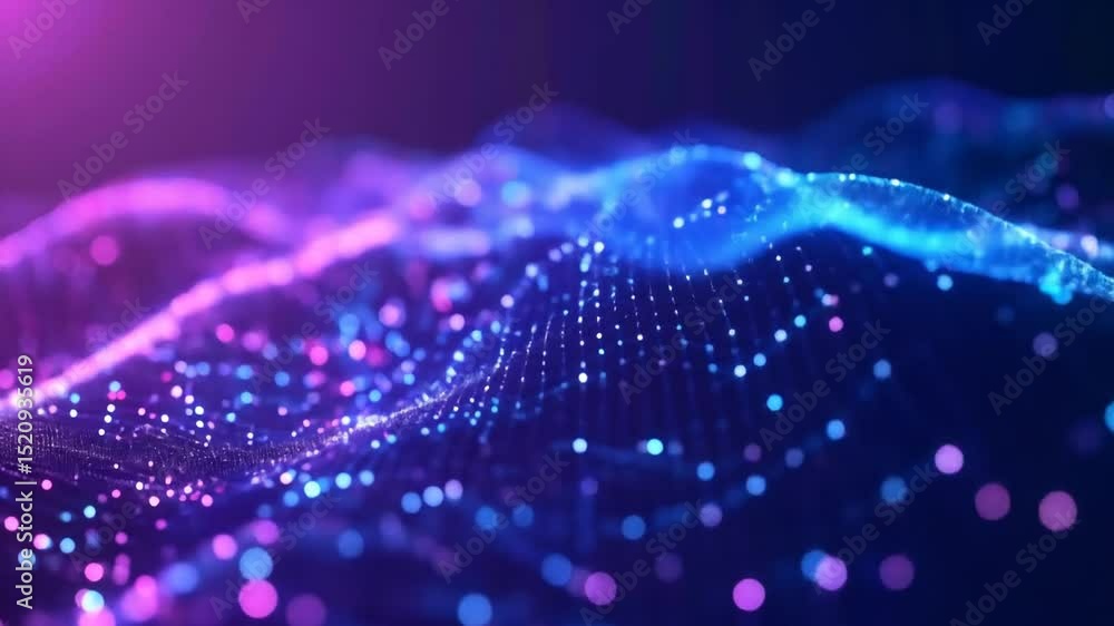 Poster abstract glowing particle wave design