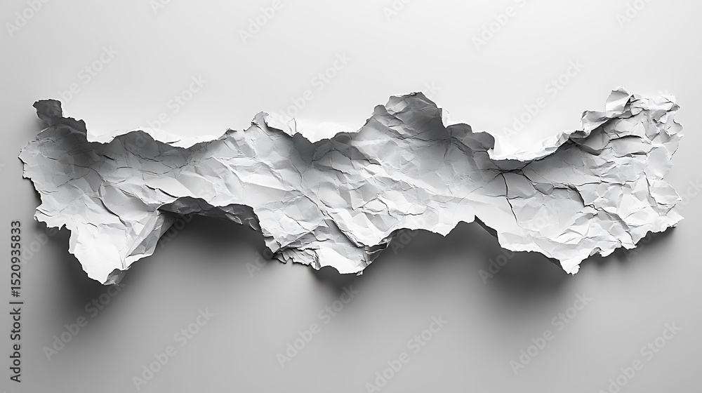 Poster crumpled paper sheet abstract background with detailed texture and shadow effects on a clean white s