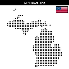 Obraz premium Big square dotted map of michigan in the USA