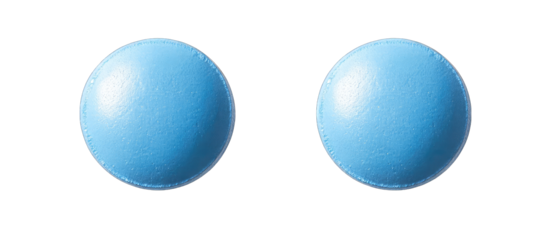 Two light-blue, round pills