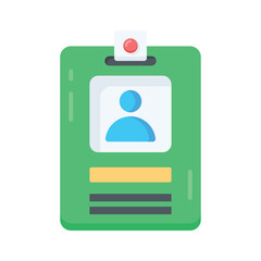 A flat style icon showing employee badge