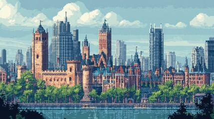 Fototapeta premium Pixelated Cityscape