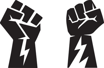 Powerful Raised Fist with Lightning Bolt Symbol - Protest and Empowerment Graphic Design