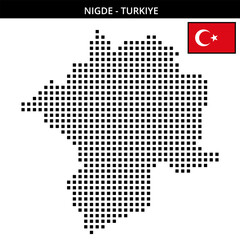 Big square dotted map of nigde in Turkiye