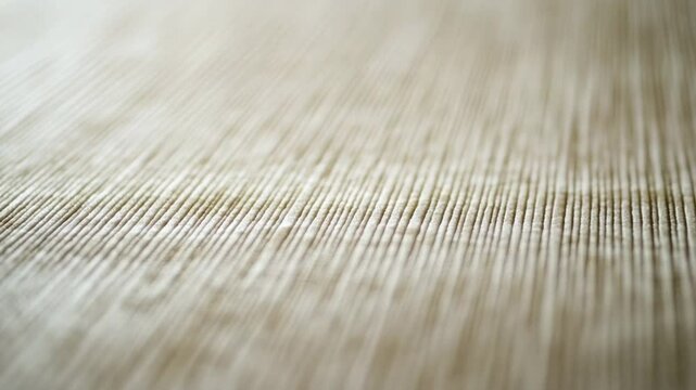 Textured Weave of Threads: A detailed close-up of a natural fabric composed of countless threads, illustrating a meticulous process and offering a tactile sensation. 