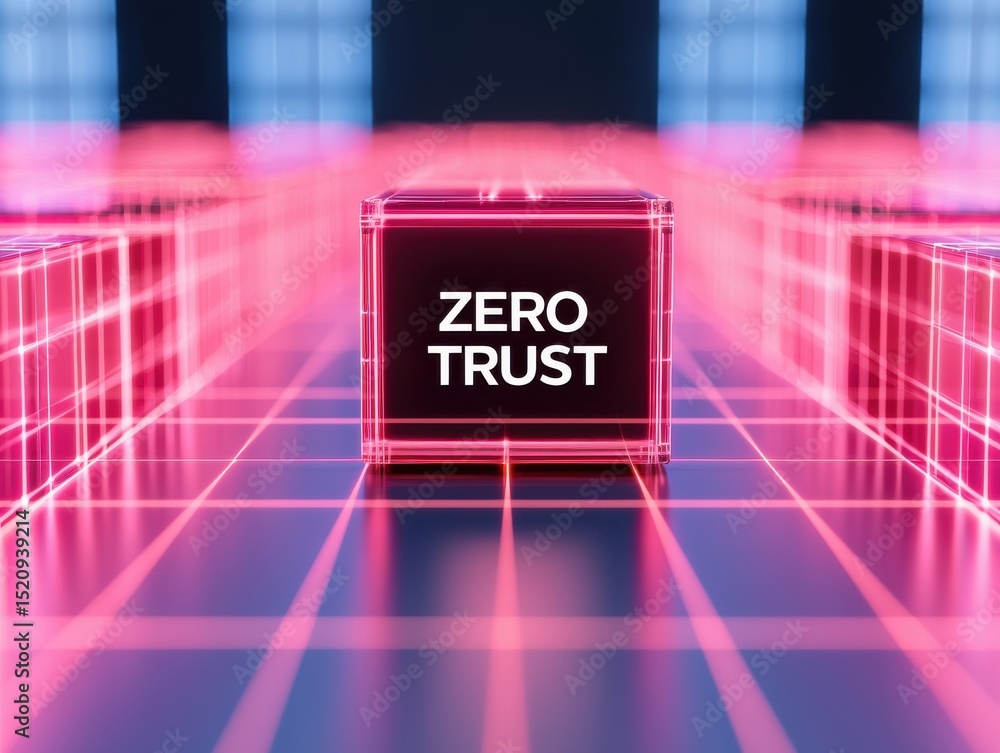 Poster futuristic neon cube with 