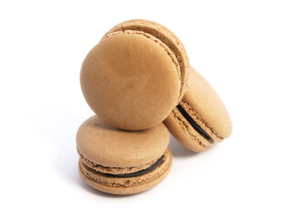 Pile of macaron cookies isolated on white background