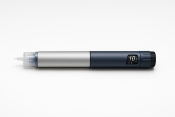 Insulin pen injector device isolated on white background for diabetes care