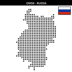Obraz premium Big square dotted map of Omsk in Russia