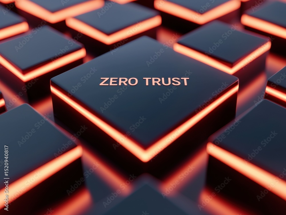 Poster close-up of illuminated black cubes with 