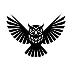Obraz premium Flying Owl Logo with Open Wings Vector