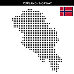 Big square dotted map of oppland in Norway