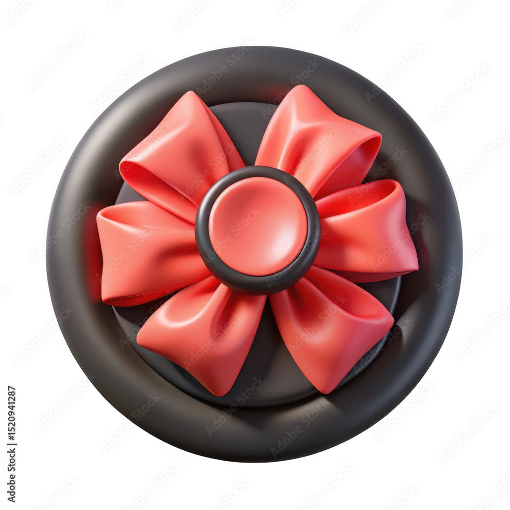 Poster 3d stylish 3d bow and button isolated on transparent background