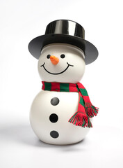 Snowman toy on white background