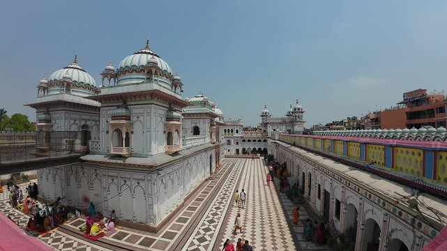 Architectural Grandeur of the Janaki Temple: A Stunning View of the Exterior Walls in Janakpur, Nepal