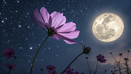 moon and flowers