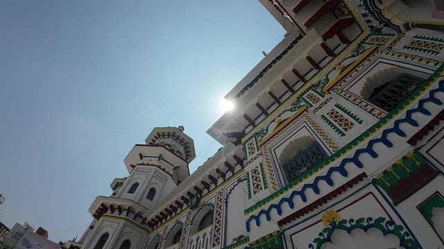 Architectural Grandeur of the Janaki Temple: A Stunning View of the Exterior Walls in Janakpur, Nepal