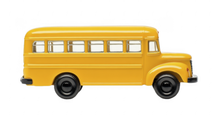 Classic Yellow School Bus Isolated on a Transparent Background, PNG image, PNG file.