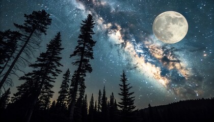 full moon over the mountains