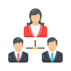 A flat icon showing organizational hierarchy in tiered layout