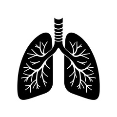 Black and White Lungs Icon Vector