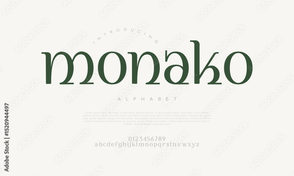 Poster a classy serif font with soft curves and refined structure. ideal for modern editorial and branding 