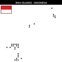 Big square dotted map of riau-islands in Indonesia