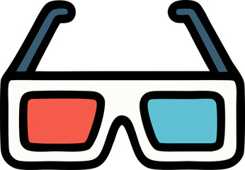 Pair of 3D glasses isolated on white background. Perfect for movie theaters, 3D films, technology concepts, and entertainment designs.