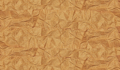 Realistic Crumpled Torn Brown Paper Textured Background for Creative Design.