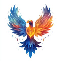 Fototapeta premium Colorful phoenix soaring through vibrant skies.