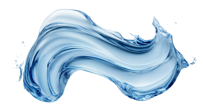Dynamic flow of water creating a graceful shape, created with AI, PNG