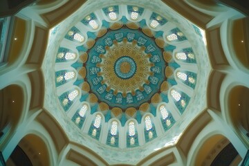 Ornate dome ceiling design with intricate patterns.