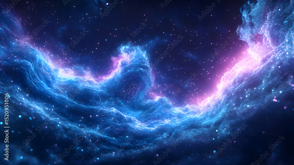 Poster futuristic abstract blue light stream background with data flow in digital network and space concept