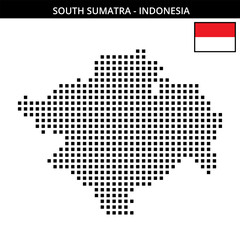 Big square dotted map of south-sumatra in Indonesia