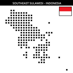Fototapeta premium Big square dotted map of southeast-sulawesi in Indonesia