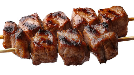grilled beef skewers isolated on white background