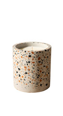 Candle in Speckled Terrazzo Container - Modern Home Decor, Minimalist Scented Wax, Isolated on White Background, Product Shot